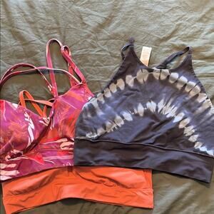 3 womens sports bras low impact - Pink, Coral, Blue